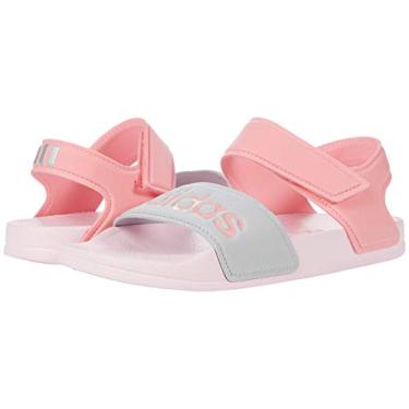 Imagem de adidas Sandália infantil unissex Adilette Slide, Rosa/Super Pop/Prata Metálico, 5 Big Kid