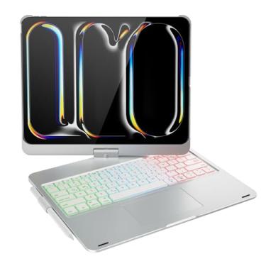 Imagem de doqo Capa para iPad Pro de 13 polegadas com teclado, trackpad multitoque, retroiluminação de 7 cores e rotação 360, fina e leve para iPad Pro 13 7ª geração