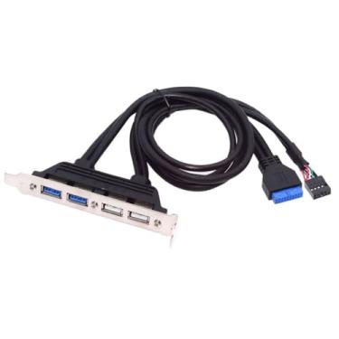 Imagem de ChenYang Conector de painel frontal USB 9/10 pinos e 19/20 pinos para 2 USB 2.0 e 2 USB 3.0 fêmea chassi painel traseiro cabo de extensão de porta 0,5 m com suporte de slot PCI-E de 12 cm