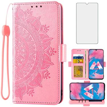Imagem de Asuwish Capa de telefone para Samsung Galaxy M30/A40S capa carteira de vidro temperado protetor de tela suporte de cartão de crédito bolsa flip alça de pulso suporte acessórios de celular 30M M305F