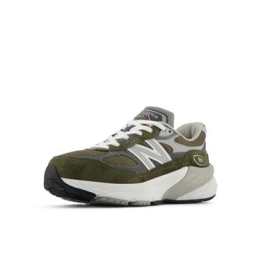 Imagem de New Balance Tênis infantil unissex FuelCell 990 V6 com cadarço, Verde-oliva/cinza, 5 Wide Big Kid
