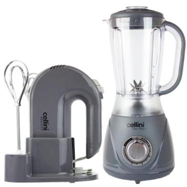 Imagem de Kit Cellini Liquidificador + Batedeira Facility Cinza e Prata 127v