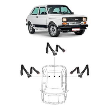 Imagem de Kit cinto de segurança traseiro de 2 pontos Fiat 147 - HCML, Preto