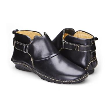 Imagem de BOTA FEMININA CANO CURTO ANKLE BOOT EM COURO LEGÍTIMO FRANCA BRASIL COR PRETO (34, PRETO)