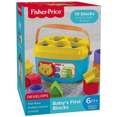 Imagem de Fisher Price Balde Primeiros Blocos Formas de Encaixar Brinquedo Educa