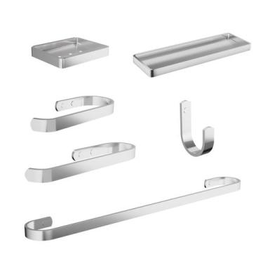 Imagem de Kit De Acessórios Para Banheiro 6 Peças Aluminio - JGC COMERCIAL