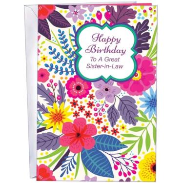 Imagem de Chuck's Card-O-Rama - Cartão de aniversário da cunhada - FEITO nos EUA - Excelente cartolina, envelope incluído - 12,7 cm x 19,7 cm - Embalado em correio extra resistente - 95297