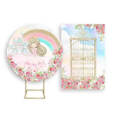 Imagem de Painel De Festa Redondo 1,50x1,50 + Painel Vertical 1,50x2,20 - Jardim