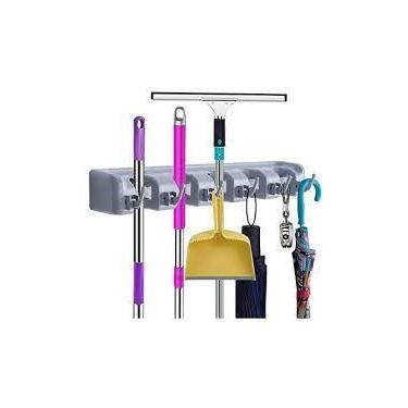 Imagem de Suporte Multiuso 5 Posições Porta Vassoura Rodo Organizador P/ Itens D