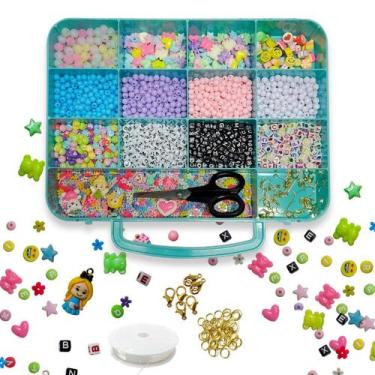 Imagem de Kit Miçangas Coloridas Infantil Completo Para Montar Pulseiras Colar 2