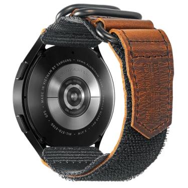 Imagem de DAVILANE Pulseira de relógio compatível com Samsung Galaxy, couro de liberação rápida de 20 mm e nylon para Galaxy Watch 6 Classic 47 mm 43 mm/6 44 mm 40 mm/5 40 mm 44 mm/5 Pro 45 mm etc.