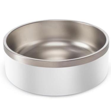 Imagem de Comedouro Pet Aço Inox Antiderrapante 946ml Madog Branco
