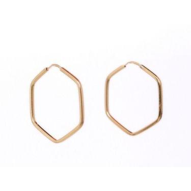 Imagem de Brincos Argola Sextavada De Ouro 18k 750 - RD Magazine