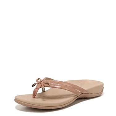 Imagem de Vionic Chinelo feminino Rest Bella X que alivia a dor nos pés - sandálias femininas confortáveis com suporte de arco de palmilha ortopédica, larguras médias e largas, tamanhos 34-44, Macarão, 11 Wide