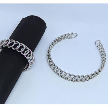 Imagem de Kit Colar Choker + Pulseira Elo aro Geométrica vazado circular Folhead