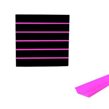 Imagem de Painel Canaletado Preto em Mdf 0,61 x 0,61m com Perfil Pvc Rosa - LM B