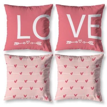 Imagem de Kit 4 Capas de Almofadas Cheias Estampa  LOVE - 40cmX40cm - Mercado Bo