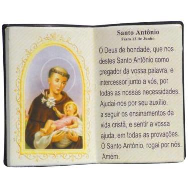 Imagem de Livro de Oração Santo Antonio Resina Porta Caneta 15cm - Zona Livre