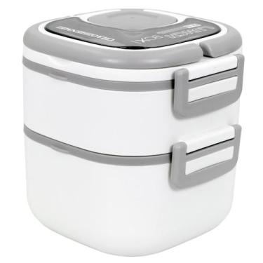 Imagem de Pote Marmita de 2 Andares Compartimentos c/ Talheres Tampa - Amana Sto