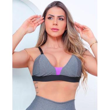 Imagem de Top Feminino com Alças Reguláveis e Bojo Removível - Fitmoda, Mescla, 