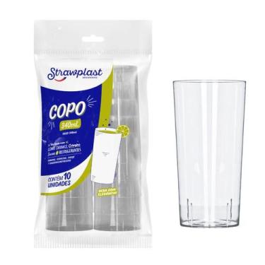 Imagem de Copo Descartável Long Drink 340ml Acrílico Strawplast 10 Unidades