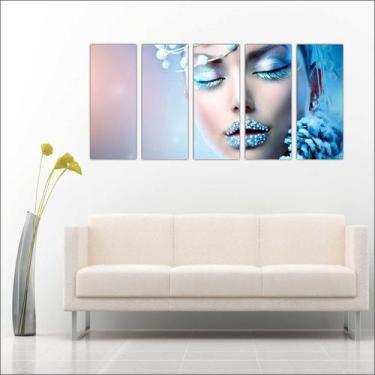Imagem de Quadro Decorativo Fashion Hair Make Up Salão De Beleza 5 Peças GG3 - V