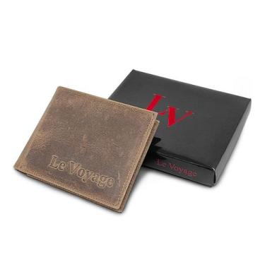 Imagem de Carteira Slim Masculina Couro Le Voyage Rústico CNH Cartões, Marrom cl