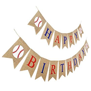 Imagem de Faixa de Beisebol Feliz Aniversario de Juta, Placa de Festa de Beisebol, Decoracao de Bday Pre-Stung..