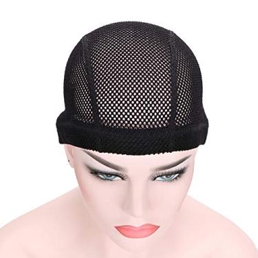 Imagem de 2 peças de touca de peruca de crochê para fazer perucas - tampa de cúpula de malha grande para tranças e tranças de crochê - touca de peruca trançada elástica para crochê