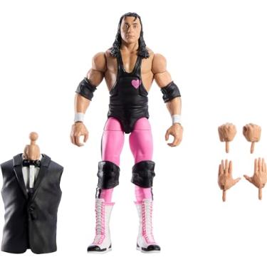 Imagem de Mattel WWE Elite Collection Action Figure & Accessories, Premium Live Event Bret Hart Set, Wrestlemania with Howard Finkel Build-A-Figure Parts