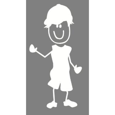 Imagem de Wall Décor Plus More WDPM1512 Decalque de vinil de parede menino com chapéu e bastão número 8, 12 cm de altura, branco