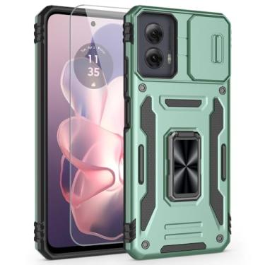 Imagem de SYONER Capa para Motorola Moto G Power 5G 2024 [não para Moto G 5G 2024], capa de telefone à prova de choque, capa deslizante para câmera e suporte de anel com protetor de tela [verde alpino]