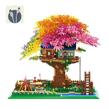 Imagem de Kadablk Rainbow Flowers Building Block with Light,Sakura Cherry Blossom Bonsai Tree House Construction Set,4451PCS Mirco Blocks Architecture for Adults & Kids