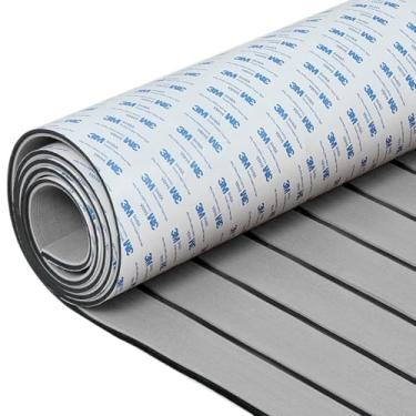 Imagem de Piso para barco, espuma vinílica acetinada, decking de barco, piso marítimo de teca sintética, piso marítimo para iate, lancha, trailer, caiaque e piscina (cinza, 238 x 89 cm)