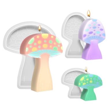 Imagem de Tone Fun 3 moldes de silicone em forma de cogumelos para fazer velas, resina, velas de aromaterapia, sabonete de cera artesanal, decoração de casa, artesanato