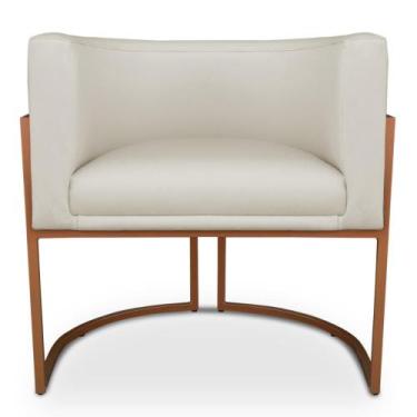 Imagem de Poltrona Decorativa Luna para Sala Veludo Base em aço Bronze - Porto D