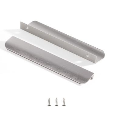 Imagem de sunlithor Puxadores de dedo para armário de cozinha puxadores de gaveta de baixo perfil cômoda banheiro armário armário móveis puxadores de alumínio pacote com 5 moderno níquel escovado 20 cm fácil