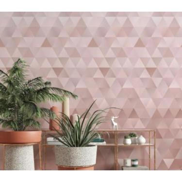Imagem de Papel De Parede Adesivo Autocolante Rose Gold Geométrico Triângulos Ma