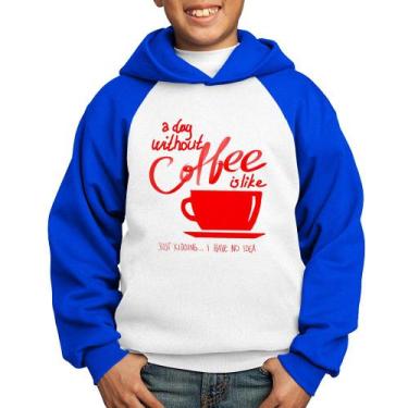 Imagem de Moletom Infantil A Day Without Coffee - Foca na Moda, Branco, Azul, 8