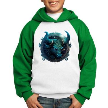 Imagem de Moletom Infantil Touro Sígno - Foca na Moda, Branco, Verde, 10