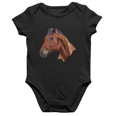 Imagem de Body Bebê Algodão Cavalo Arte Mosaico - Foca na Moda, Preto, G