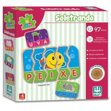 Imagem de Jogo Pedagógico Encaixando Letras Soletrando Palavras 47 Peças em Made