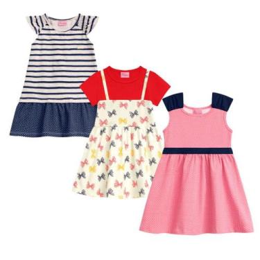 Imagem de Kit 5 Vestido de Bebê Menina P ao G Barato - Produto Nacional, Multico