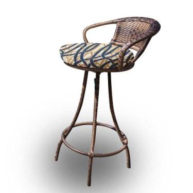 Imagem de Banqueta Giratória Alta Área Externa Almofadada em Fibra Sintética - T