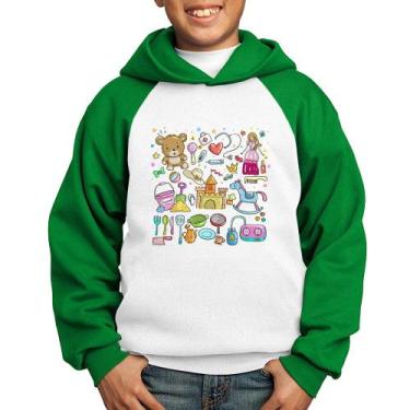 Imagem de Moletom Infantil Brinquedos - Foca na Moda, Branco, Verde, 8