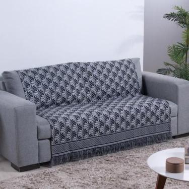 Imagem de Xale para Sofá com Franja Luxor Dupla Face 2,10 x 1,35m Tecido Jacquar
