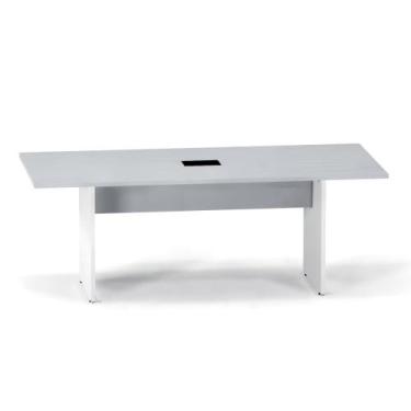 Imagem de Mesa Reunião Power Box Pé Painel P25 Pandin 2,6 M Cinza e Branco