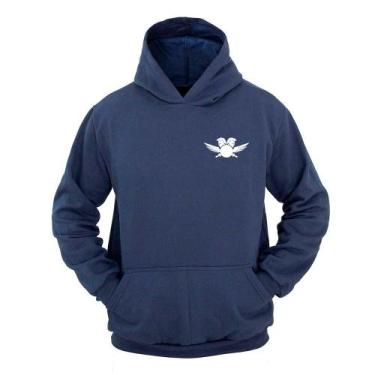 Imagem de Moletom Masculino Canguru Estampa Warrior com Capuz - Ragor, M, Azul