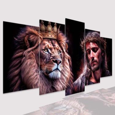 Imagem de Quadros Decorativos mosaico Leão Judá e Cristo Nobreza - Dropx4