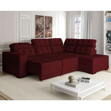 Imagem de Sofá Canto 285 x 205 cm Chaise D Sttilo Retrátil Mola D26 Suede Bordô 